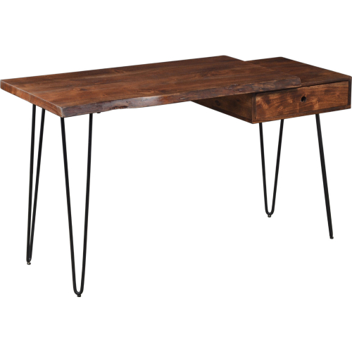 Nature's Edge Desk w/ Drawer in Light Chestnut Finish Wood & Iron